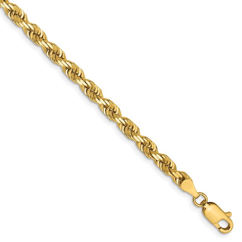 14K 26 Inch 4mm Diamond-cut Quadruple Rope Lobster Clasp Chain