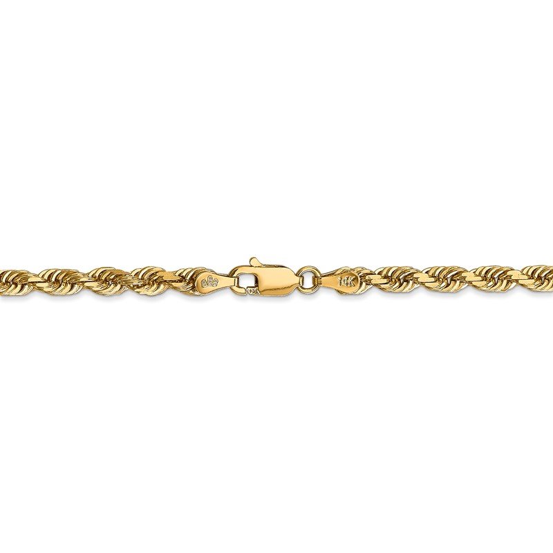14K 26 Inch 4mm Diamond-cut Quadruple Rope Lobster Clasp Chain