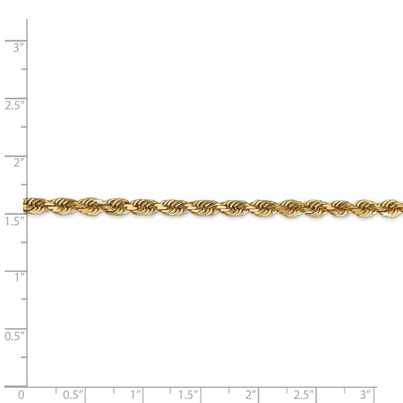 14K 26 Inch 4mm Diamond-cut Quadruple Rope Lobster Clasp Chain
