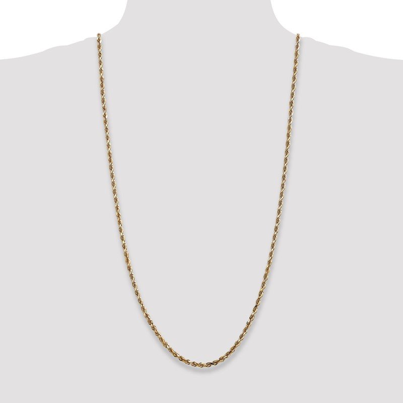 14K 26 Inch 4mm Diamond-cut Quadruple Rope Lobster Clasp Chain