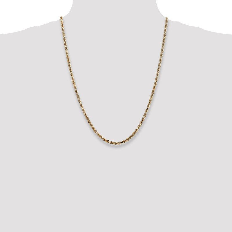 14K 26 Inch 4mm Diamond-cut Quadruple Rope Lobster Clasp Chain