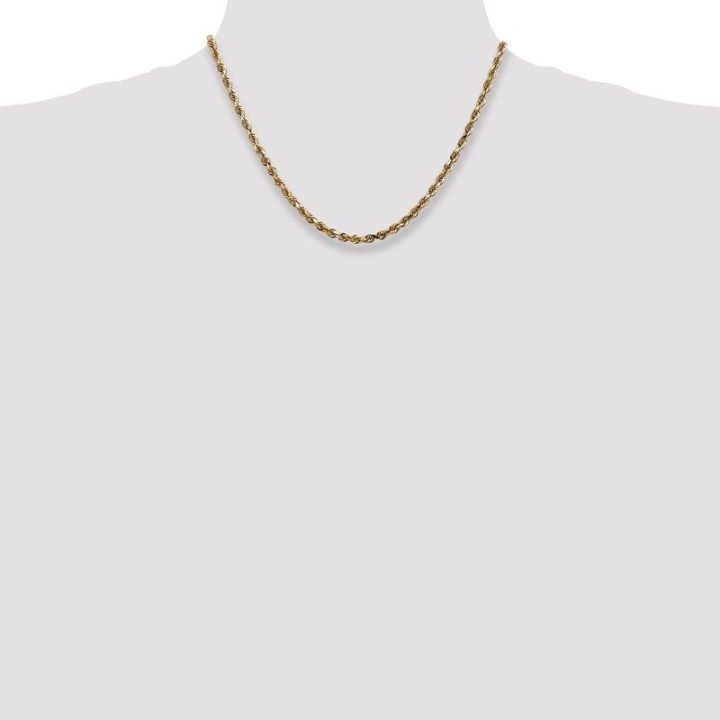 14K 26 Inch 4mm Diamond-cut Quadruple Rope Lobster Clasp Chain