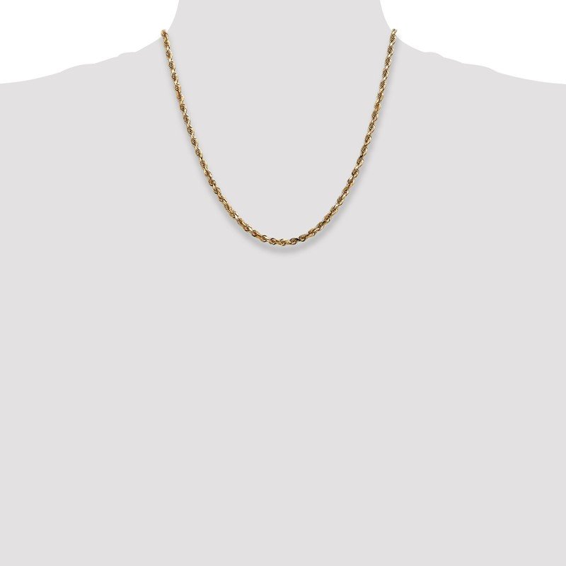 14K 26 Inch 4mm Diamond-cut Quadruple Rope Lobster Clasp Chain