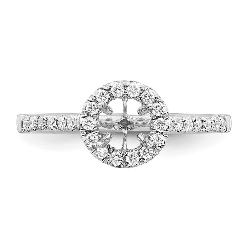 14K White Gold 1/4 carat Lab Grown Diamond VS+ F+ Semi-Mount Round Halo Engagement Ring