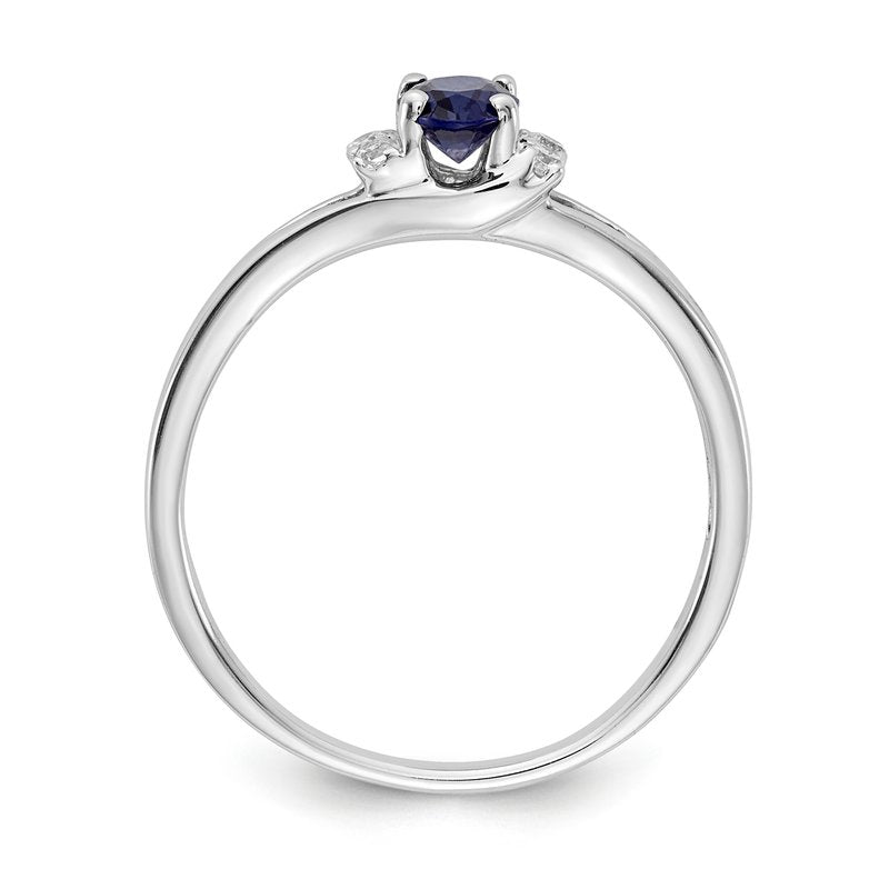 14k White Gold Diamond and Oval Emerald Ring