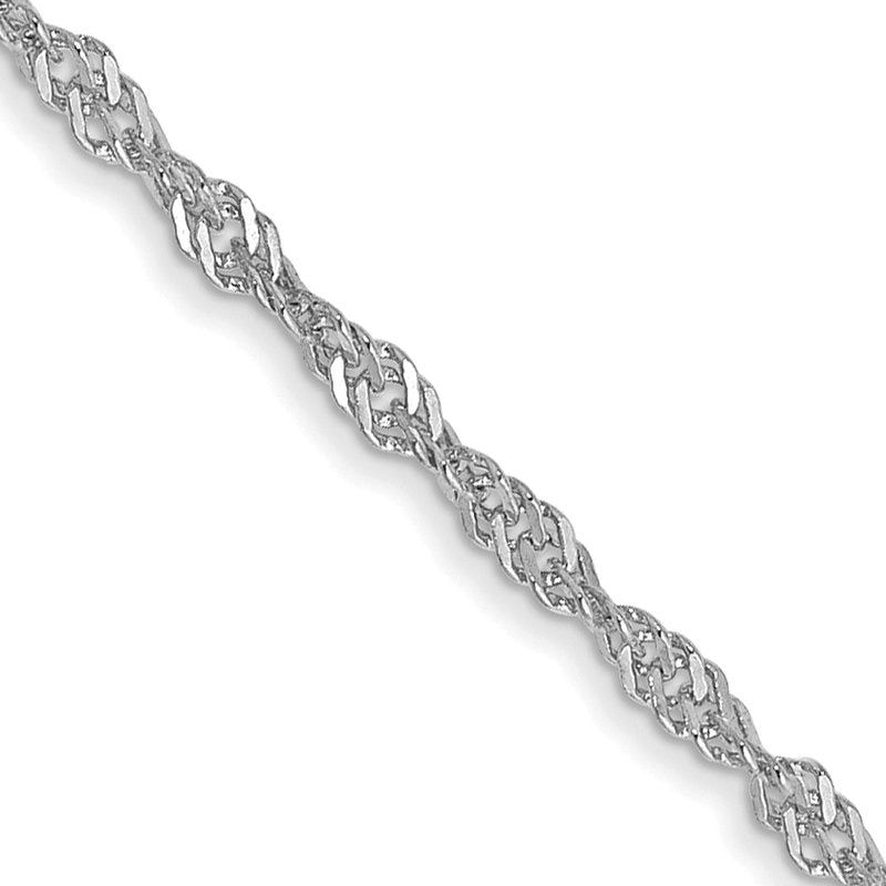 14K White Gold 10 inch 1.4mm Singapore with Spring Ring Clasp Anklet