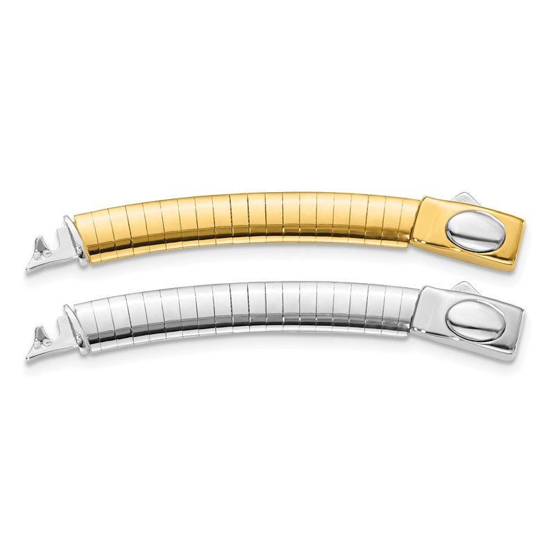 14k Two-tone 6mm White and Yellow Domed Omega 2 inch Extender for Reversible Necklace