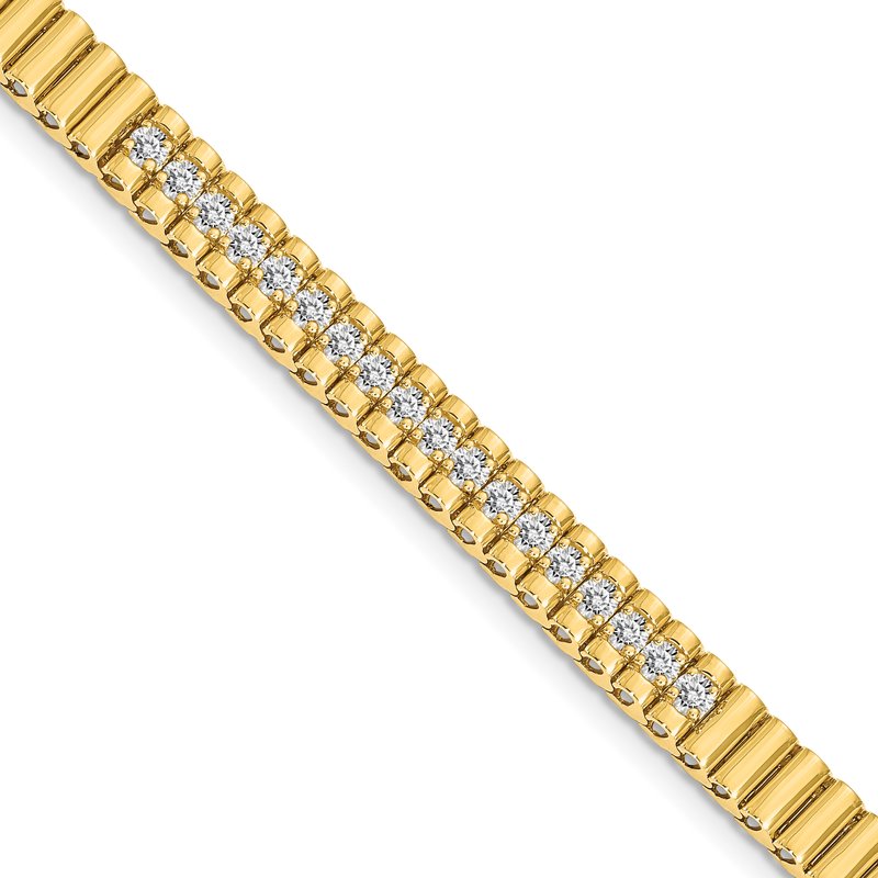 14k Complete 0.93 carat Round AAA Diamond 4-prong 7-inch Link Bracelet