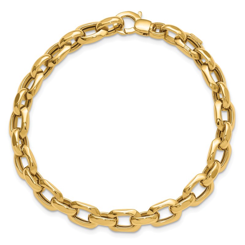 14K Polished 6.75mm Fancy Cable Link 7.5 inch Bracelet