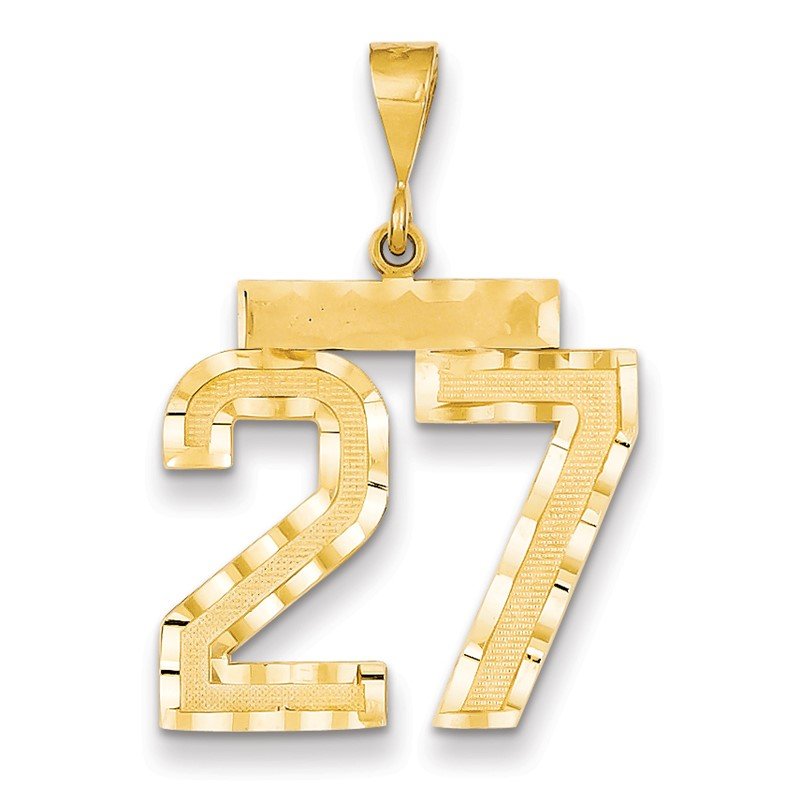 14k Large Brushed Diamond-cut Number 27 Charm