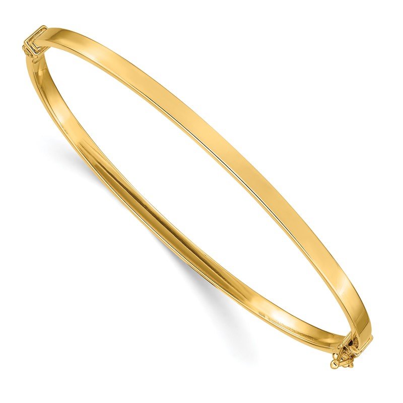 14k Polished 3.00mm Hinged Oval Bangle Bracelet