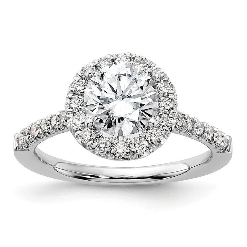 14K White Gold 1/4 carat Lab Grown Diamond VS+ F+ Semi-Mount Round Halo Engagement Ring