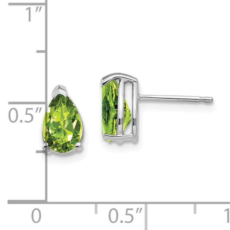 14k White Gold 8x5mm Pear Peridot Post Earrings