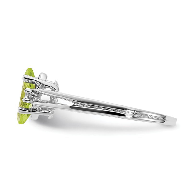 14k White Gold 8x4mm Marquise Peridot AA Diamond ring