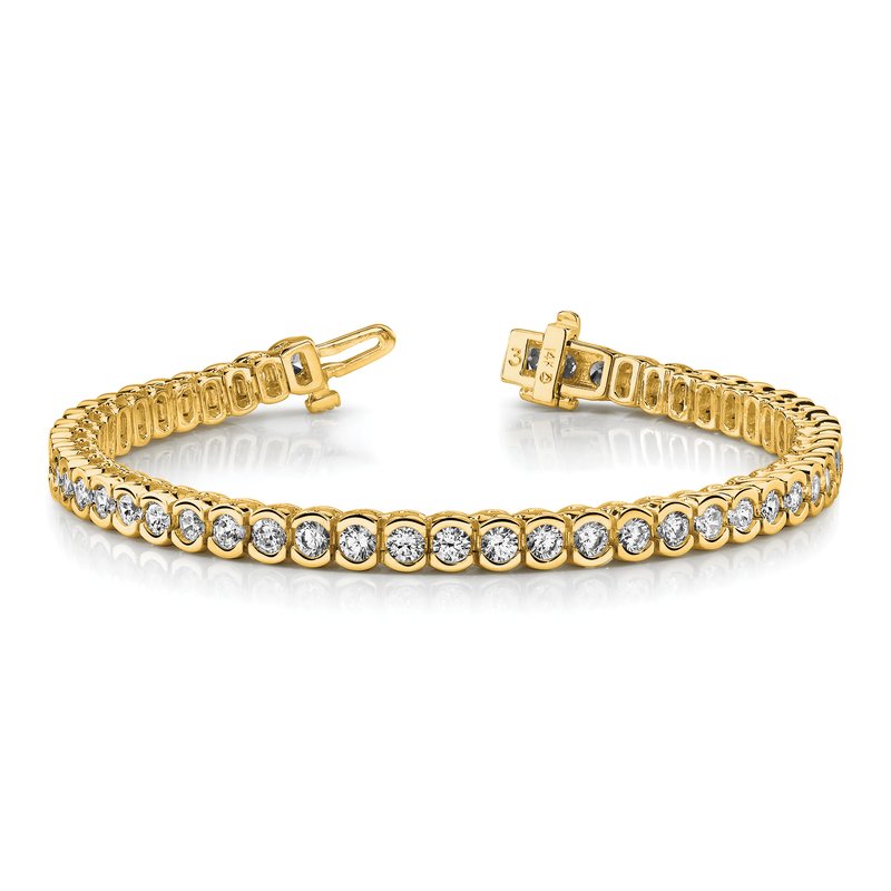 14k Complete 3.5 carat Round VS Diamond Half-Bezel 7 inch Tennis Bracelet