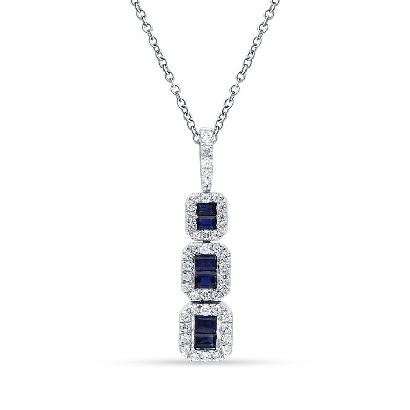 14K 0.31Ct Diamond Sapphire Pendant