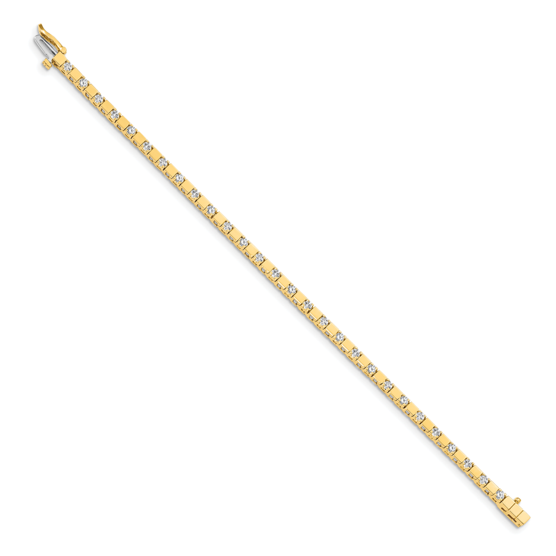 14k Complete 1.1 carat Round A Diamond Square Link 7 inch Tennis Bracelet