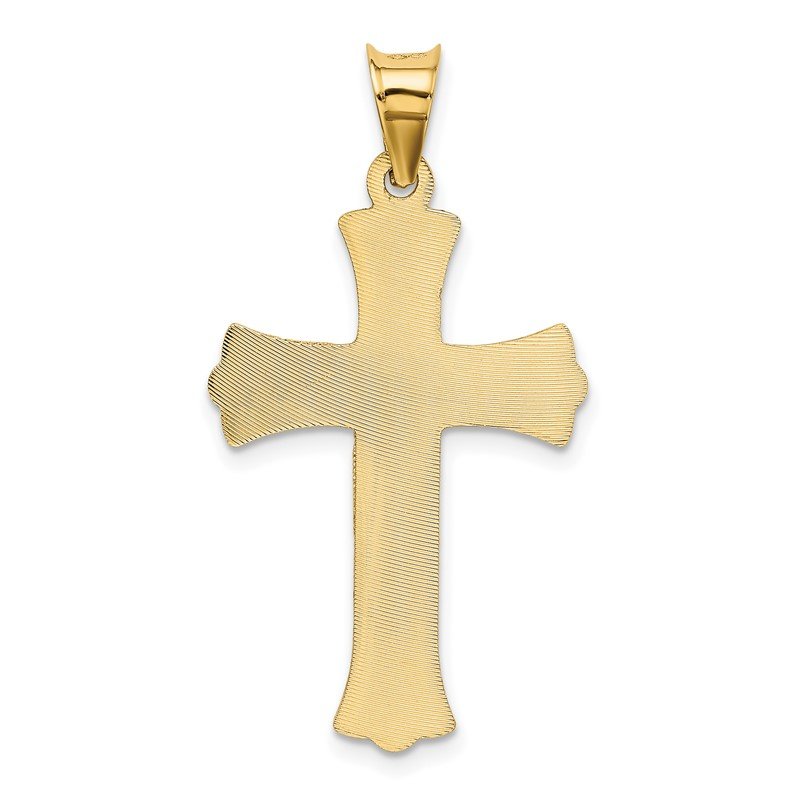 14k Polished Satin and Diamond-cut Crucifix Pendant