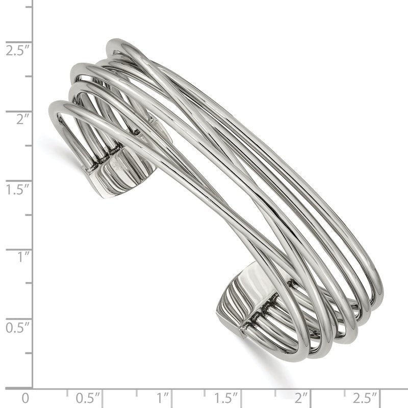 Stainless Steel Polished Twisted 18mm Cuff Bangle