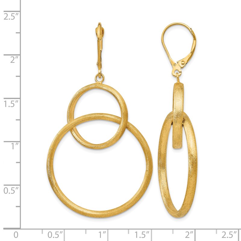 14K Scratch Finish Round Leverback Earrings