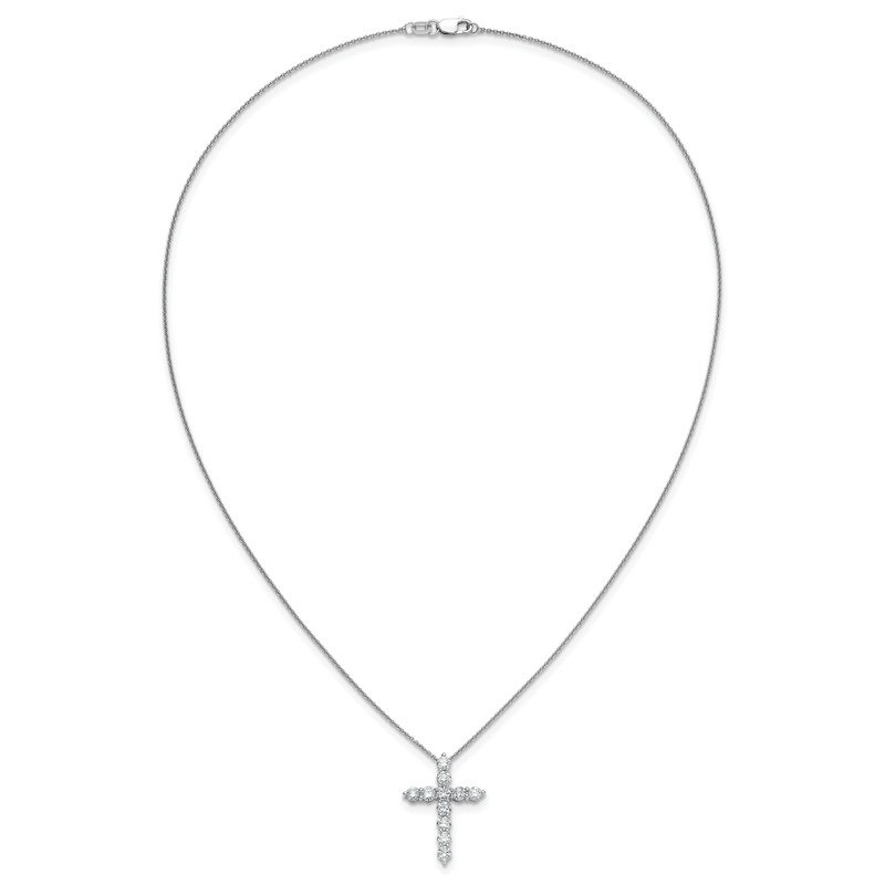14k White Gold 1/4 carat Diamond Cross Pendant 18 inch Necklace
