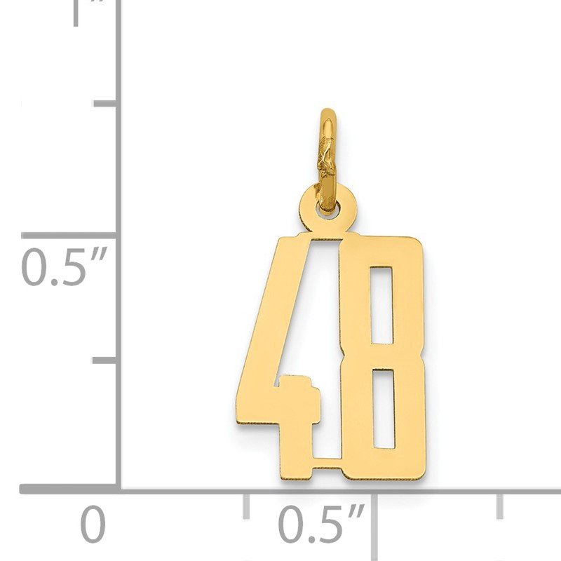 14k Small Elongated Number 48 Charm