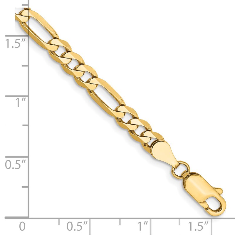 14K 26 inch 4.75mm Flat Figaro with Lobster Clasp Chain