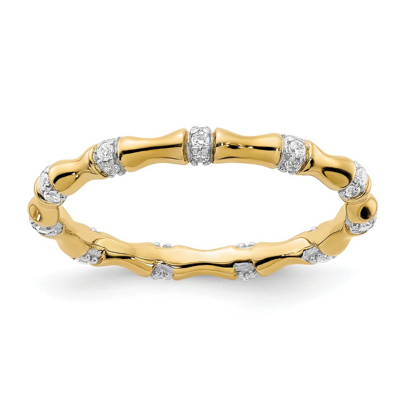 14k White Gold Diamond Fancy Bamboo Ring