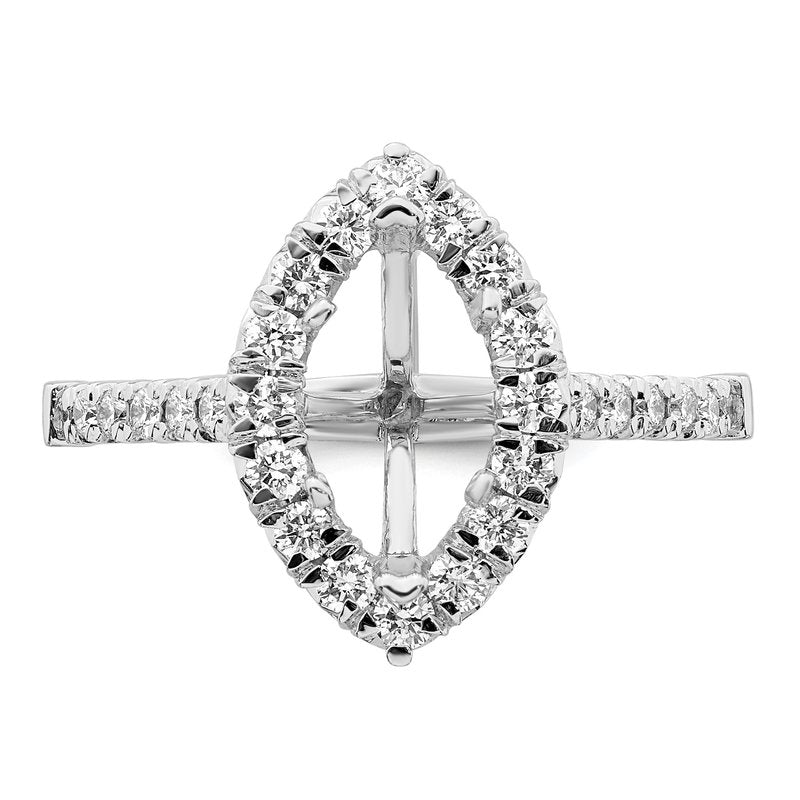 14K White Gold 1/3 carat Lab Grown Diamond VS+ F+ Semi-Mount Marquise Halo Engagement Ring