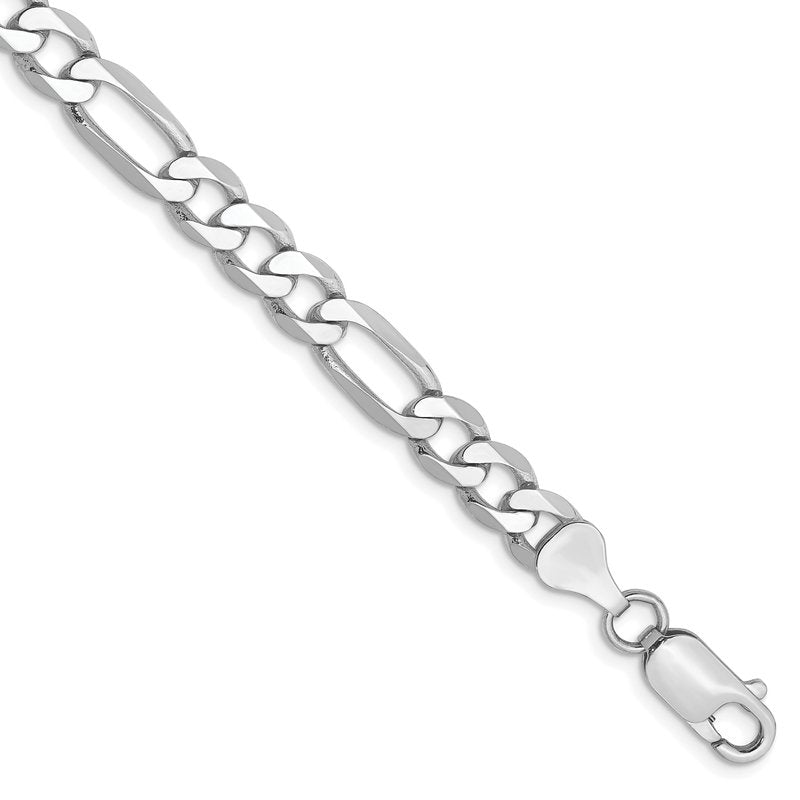 14K White Gold 26 inch 6mm Flat Figaro with Lobster Clasp Chain