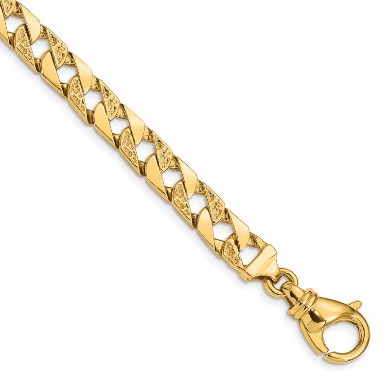 14K 18 inch 7.5mm Hand Polished Fancy Link with Fancy Lobster Clasp Chain