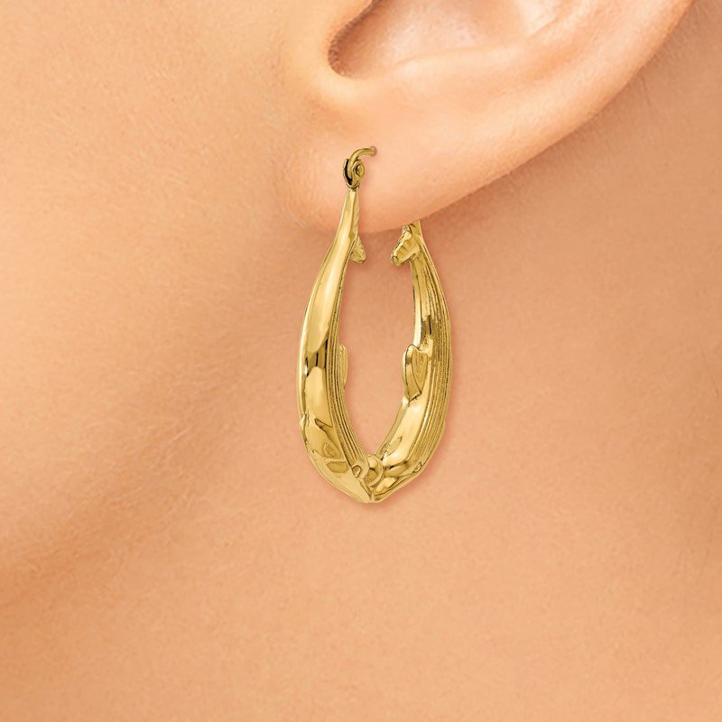 14k Polished Dolphin Hoop Earrings