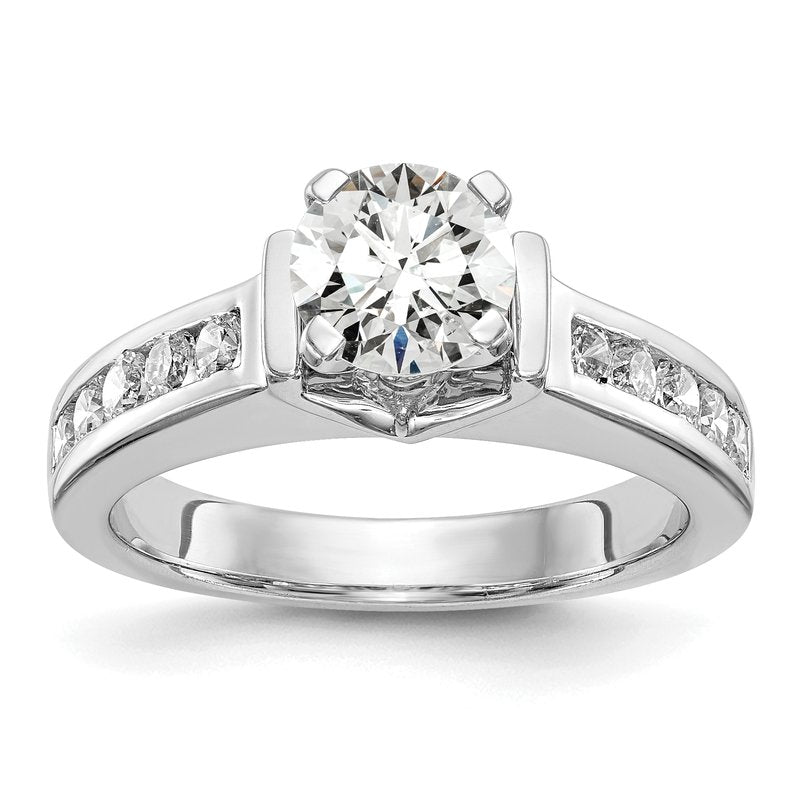14K White Gold 1/2 carat Lab Grown Diamond VS+ F+ Semi-Mount Peg Set Engagement Ring