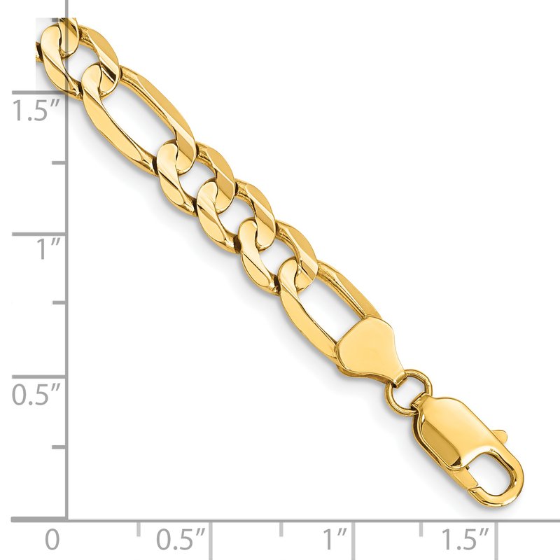 14K 26 inch 7.5mm Concave Open Figaro with Lobster Clasp Chain