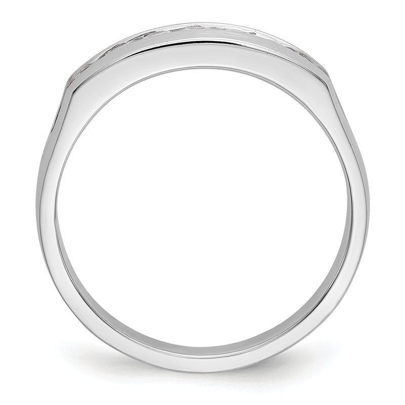 14K White Gold Men's 1/2 carat Lab Grown Diamond VS+ F+ Complete Channel Band