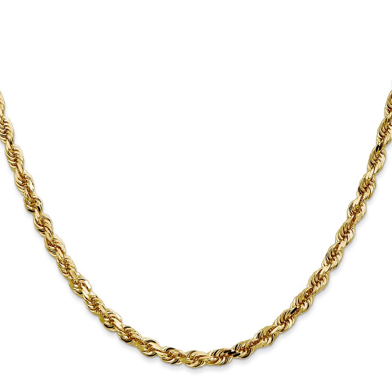 14K 26 Inch 4mm Diamond-cut Quadruple Rope Lobster Clasp Chain