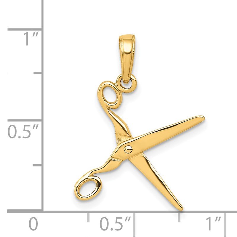 14k 3-D Moveable Scissors Pendant