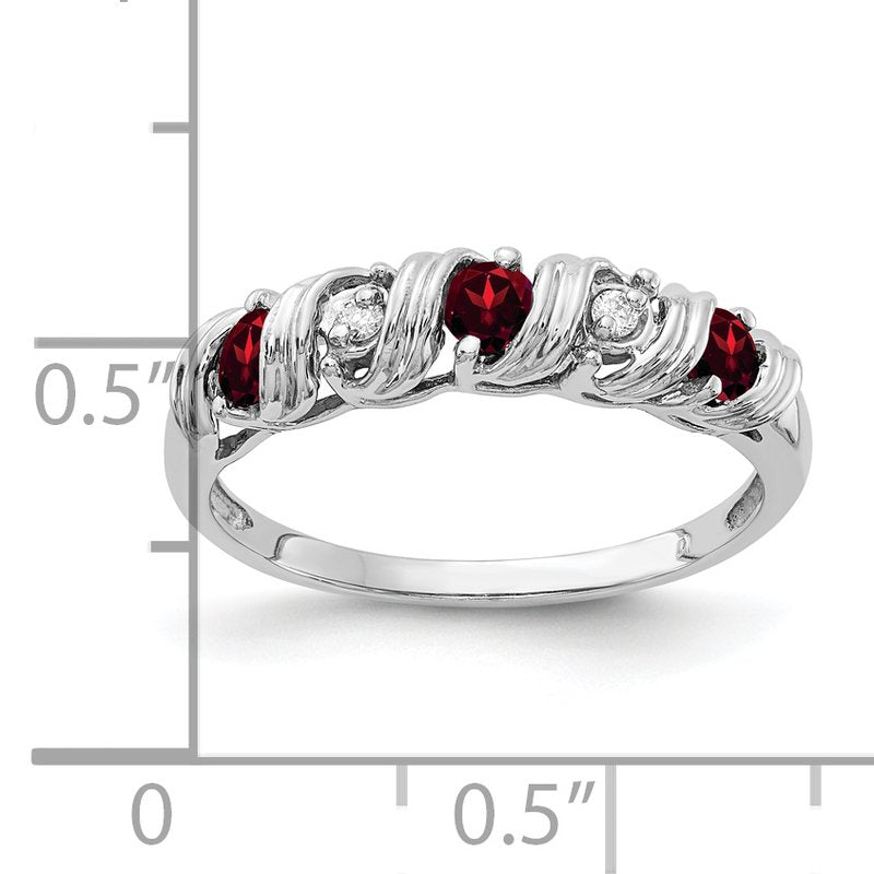 14k White Gold 2.75mm Garnet AAA Diamond ring
