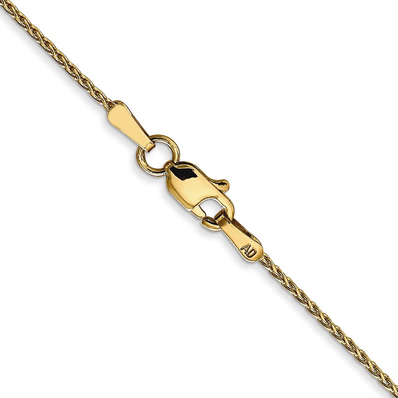 14K 10 inch 1mm Diamond-cut Parisian Wheat with Lobster Clasp Anklet