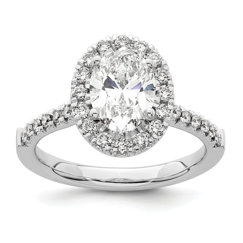 14K White Gold 1/3 carat Lab Grown Diamond VS+ F+ Semi-Mount Oval Halo Engagement Ring