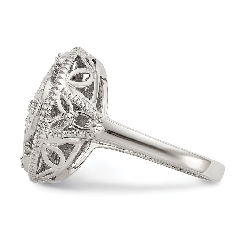 Sterling Silver Rhodium-plated with 14K Accent Diamond Vintage Ring