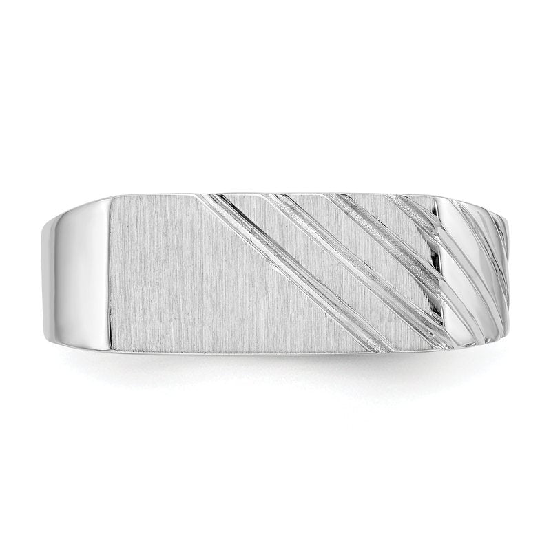 14k White Gold 16.5x7.5mm Open Back Mens Signet Ring