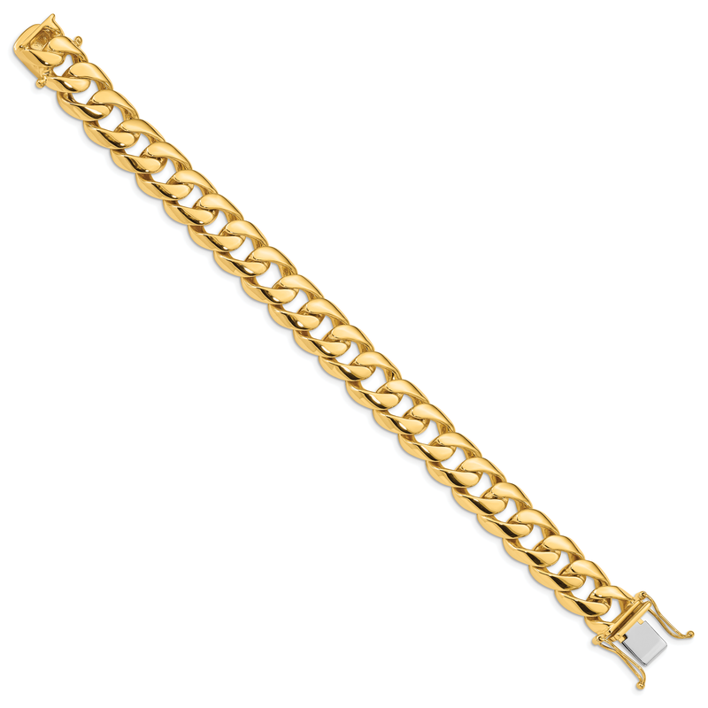 14K 20 inch 13.4mm Hand Polished Rounded Curb Link with Box Catch Clasp Chain