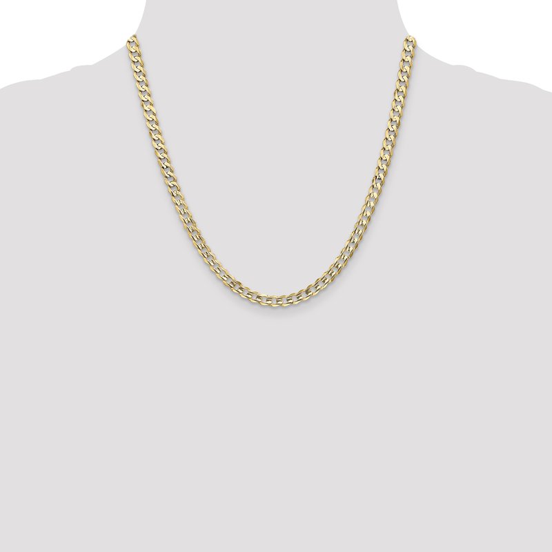 14K 26 inch 5.25mm Open Concave Curb with Lobster Clasp Chain