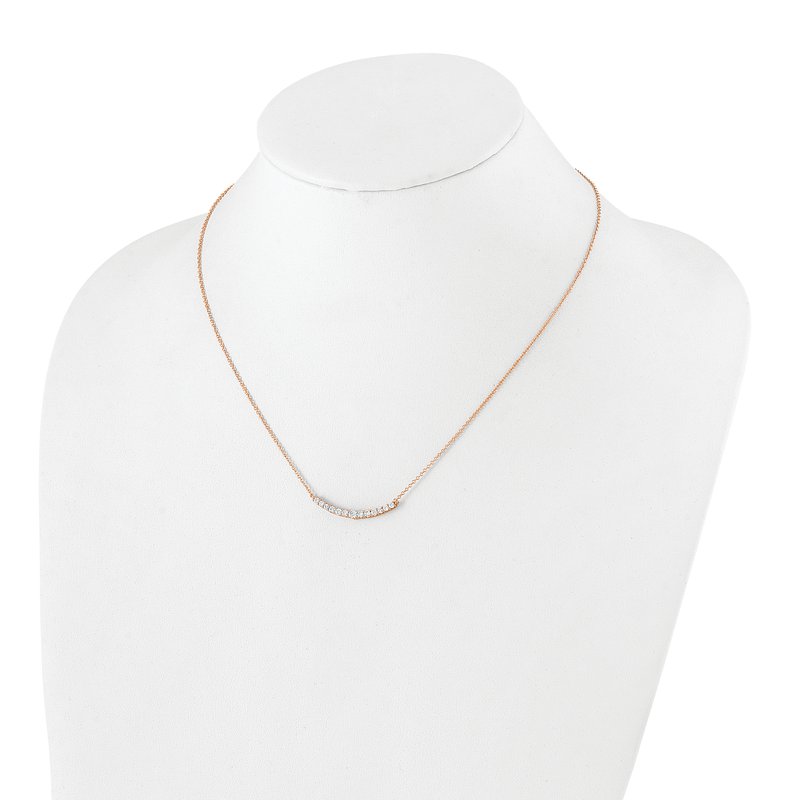 14K Rose Gold 1/2 carat Lab Grown Diamond VS+ F+ 18 in Complete Fashion Bar Necklace