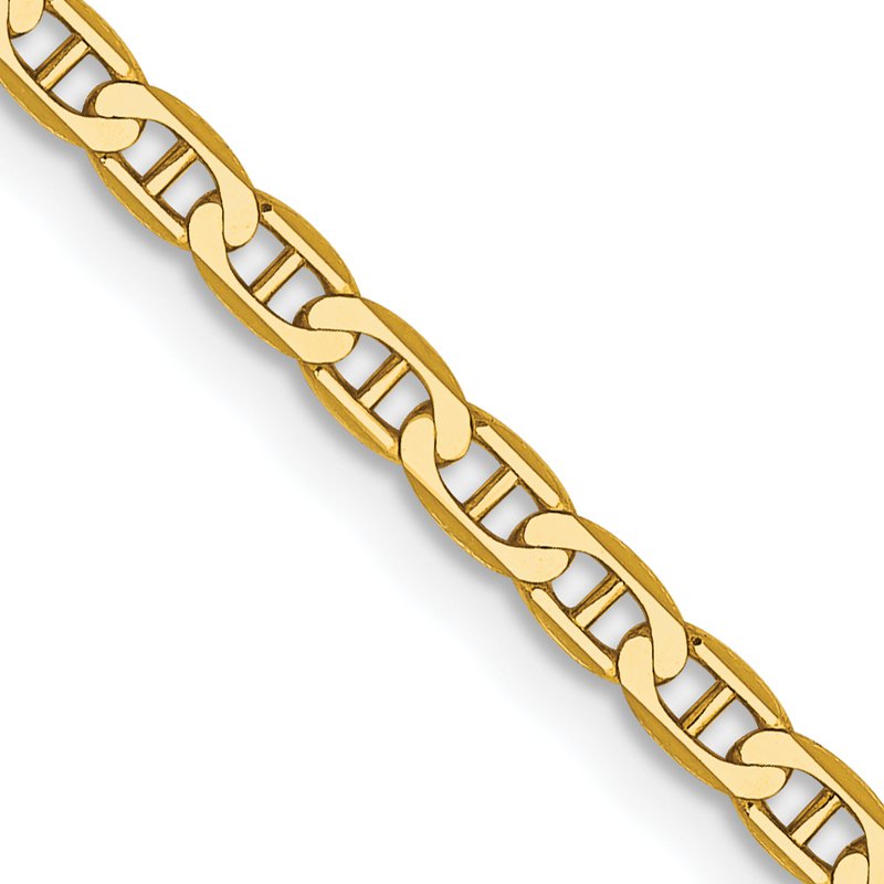 14K 10 inch 2.4mm Concave Anchor with Lobster Clasp Chain