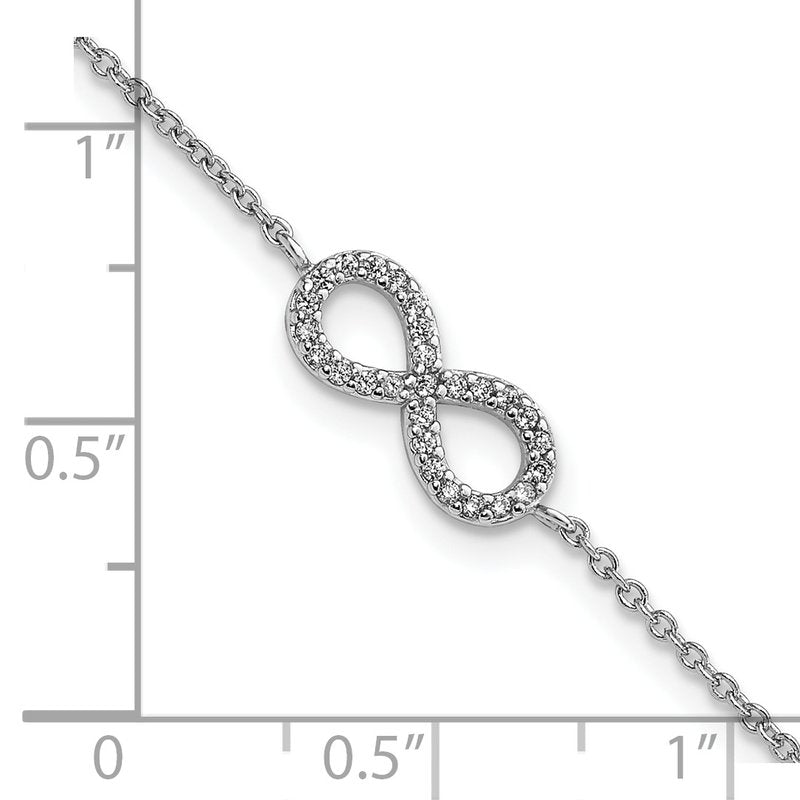 Sterling Silver Rhodium-plated Brilliant-cut CZ Infinity 7 Inch Bracelet with 1 Inch Extender
