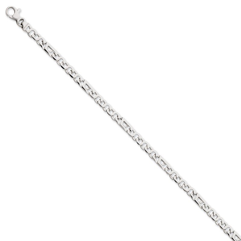 14K White Gold 18 inch 4.3mm Hand Polished Fancy Link with Fancy Lobster Clasp Chain