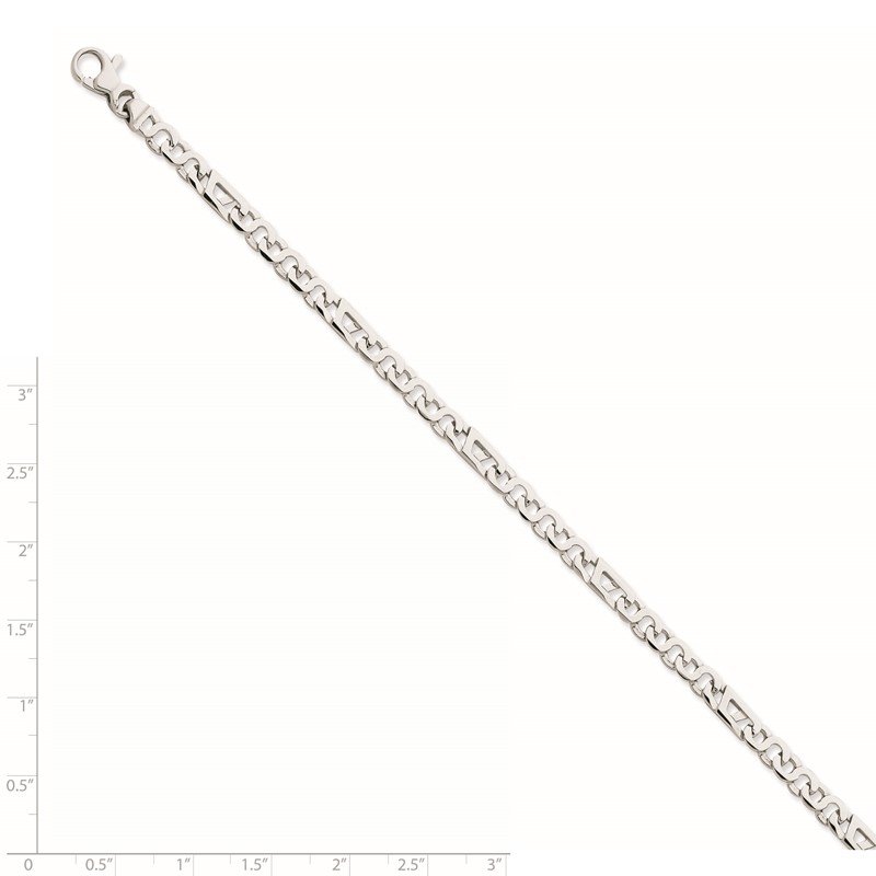 14K White Gold 18 inch 4.3mm Hand Polished Fancy Link with Fancy Lobster Clasp Chain