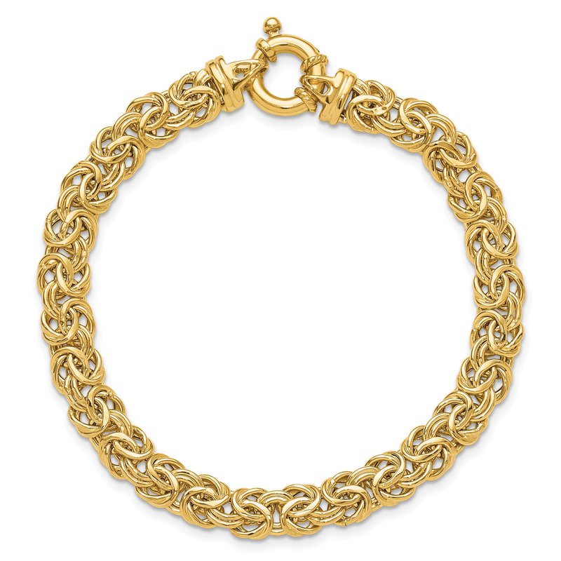 14k Fancy 7mm Flat Byzantine 7.5 inch Bracelet